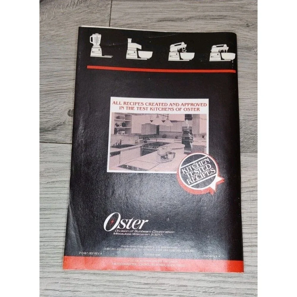 1985 Oster Kitchen Center Recipes/Instruction Owner's Manual Booklet Vintage
